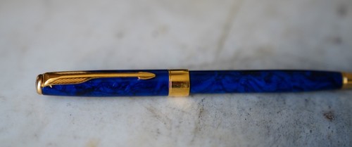 STYLO BILLE PARKER SONNET EN LAQUE LAPIS LAZULI & PL. OR 18 CARATS - MAGNIFIQUE - Photo 4/10