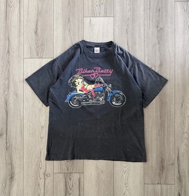 VTG 1993 BETTY BOOP BIKER MOTORCYCLE BLACK SHIRT TEE SINGLE STITCH