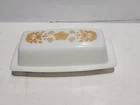 Vtg 1970s Pyrex Butter Dish with Lid Butterfly Gold 72-B