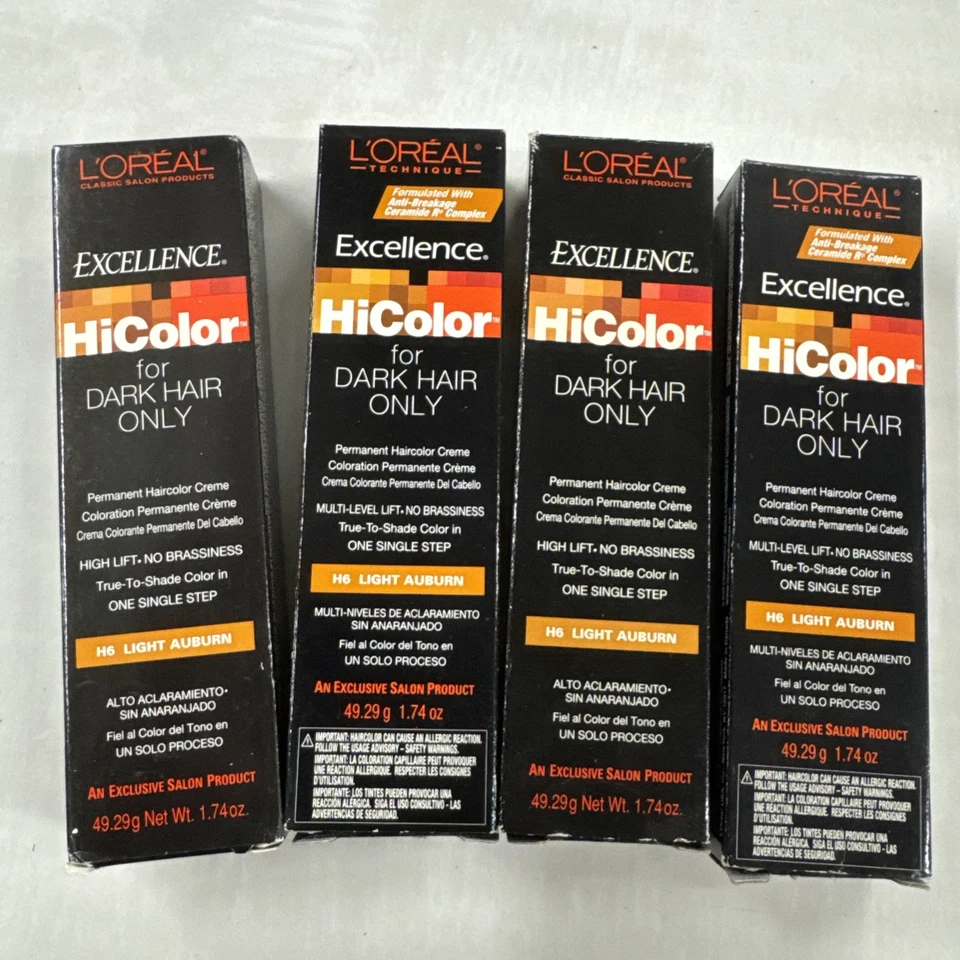 4 X L'OREAL EXCELLENCE HI COLOR PARA CABELLO OSCURO H6 CASTAÑO ROJIZO CLARO Foto 2 de 3