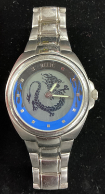 Relic Big Tic Animated Dragon Flames Stainless Steel Watch