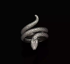 Sterling Silver Snake Ring Wrap Design Serpent Statement Jewelry