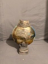 Sculpture Vase Céramique Art Contemporain Cuisson Raku Enfumage Wasu Sabi Œil