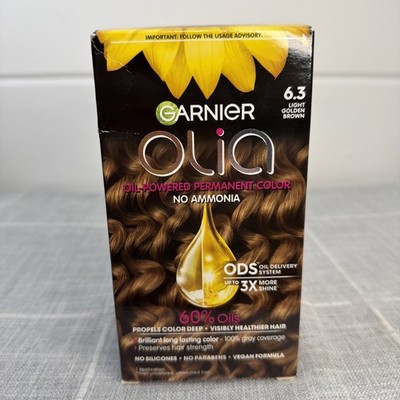Garnier Olia 6.3 Light Golden Brown Permanent Hair Dye Ammonia Free Vegan