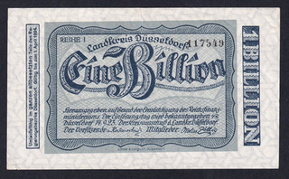 Düsseldorf Landkreis 1 Billion Mark 14.9.1923