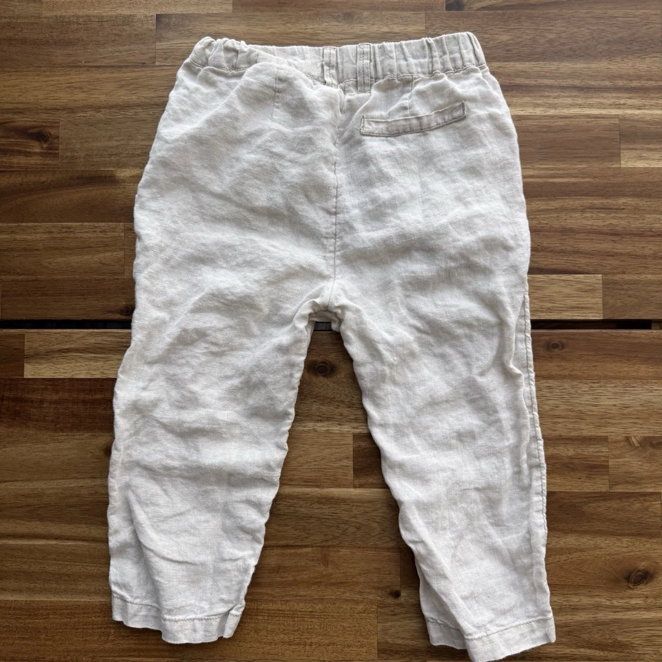 H&M Beige Linen Pants Toddler Size 3T Minimalist Preppy Beach Vacation Resort - Image 2 of 4