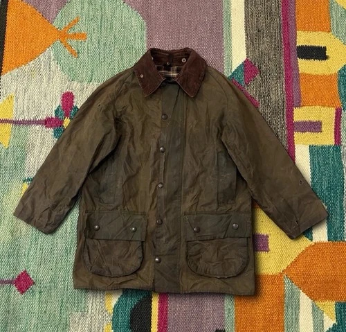 Barbour Beaufort 38 AS IS Waxed Cotton Jacket Khaki Olive England A150 Canvas - product listing photo