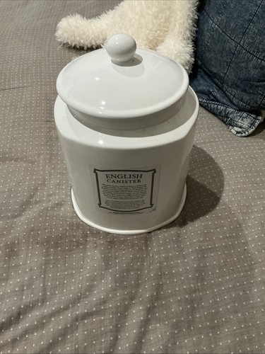 Arthur Wood Williams Sonoma LargeWhite Porcelain English Canister 8” x 10”