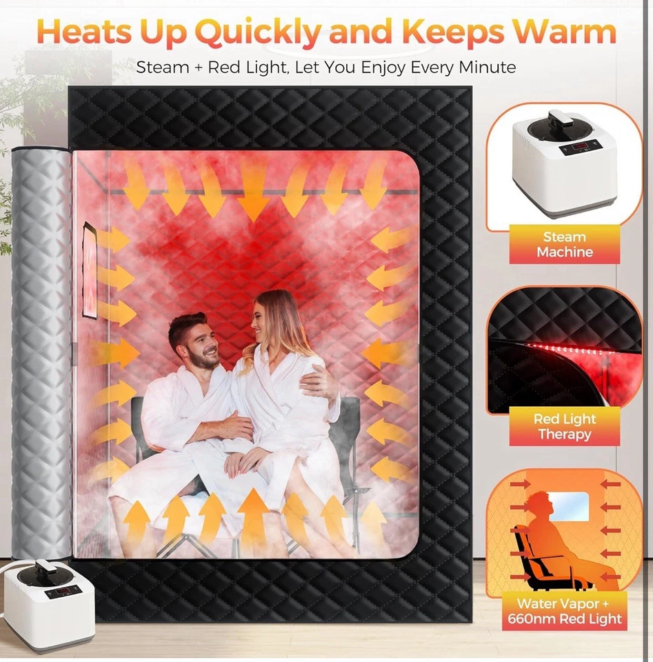 Upgraded 2 Person Portable Infrared Sauna Box With 5-layer Waterproof, And Chair - Image 2 of 4