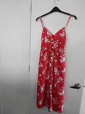 New Pretty Red/ White Floral Summer Dress. M/L. 40" Length. Never Worn