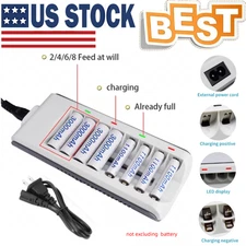Battery Charger For Ni-MH Ni-CD 8 Slot AA AAA Rechargeable Batteries Fast Charge