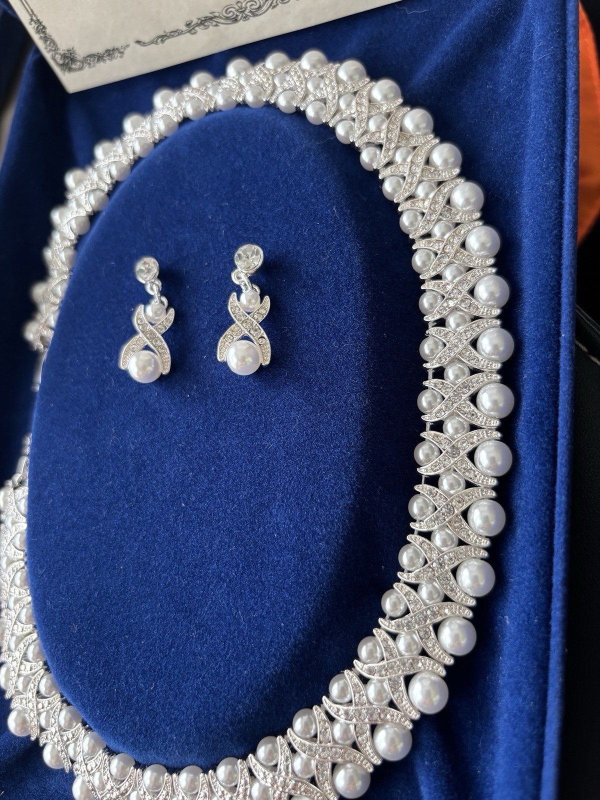 CAMROSE & KROSS JACQUELINE JBK PEARL CRYSTAL NECKLACE BRACELET EARRING SET,COA