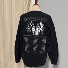 100 Cotton Blackpink Born Pink World Tour 2023 Long Sleeve Shirt Black Large