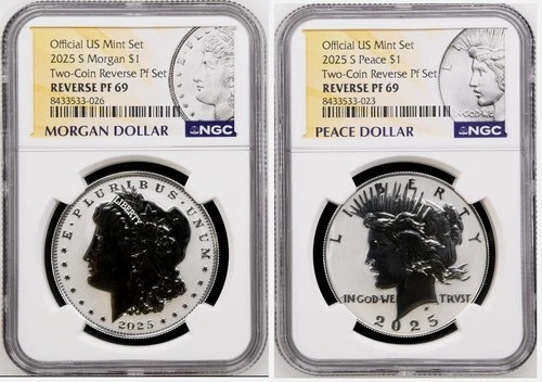 2025 S Morgan & Peace Dollar  Reverse Proof Set - NGC PF69