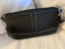COACH Vintage Black Wristlet Clutch Leather Silver EUC