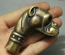 Bronze Statue Dog Old Cane Walking Stick Head Handle Accessorie Collection