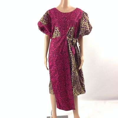 Womens Dress African Animal Print Ankara Asymmetrical Scoop Neck Multi  Color L | eBay