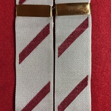 Dooney Bourke Gray Woven Red Stripe Formal Braces Suspenders Silk England