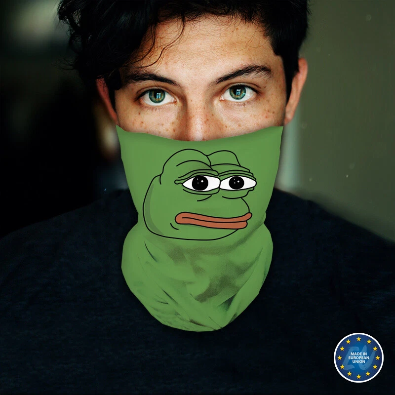 Tela Lavable Cara Cubierta Cuello Polaina Pepe the Frog Diseño Meme Hecho en la UE Foto 3 de 4
