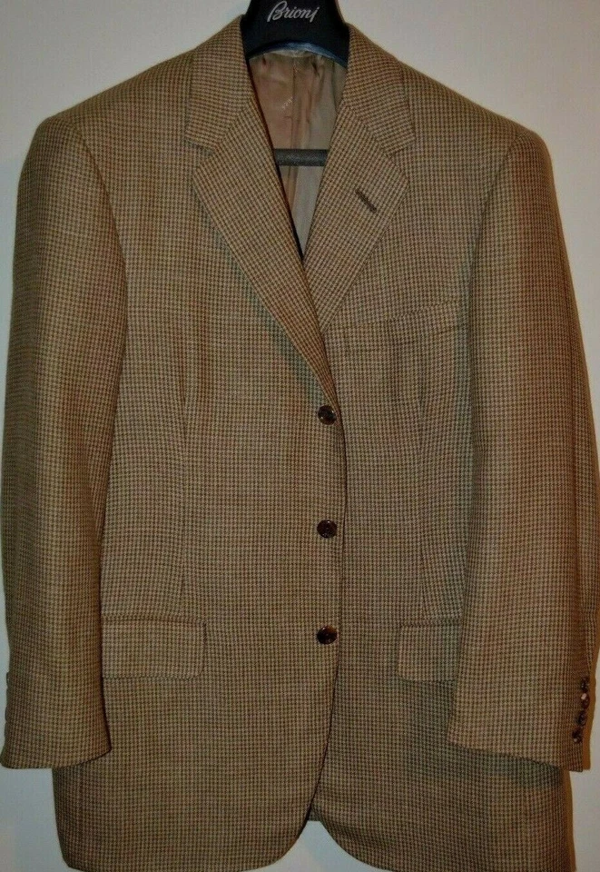 $4375 COMO NUEVO Oxxford Clothes Dorado Tostado Lana Seda Lino Chaqueta Blazer 42R Hecho a Mano Foto 3 de 4