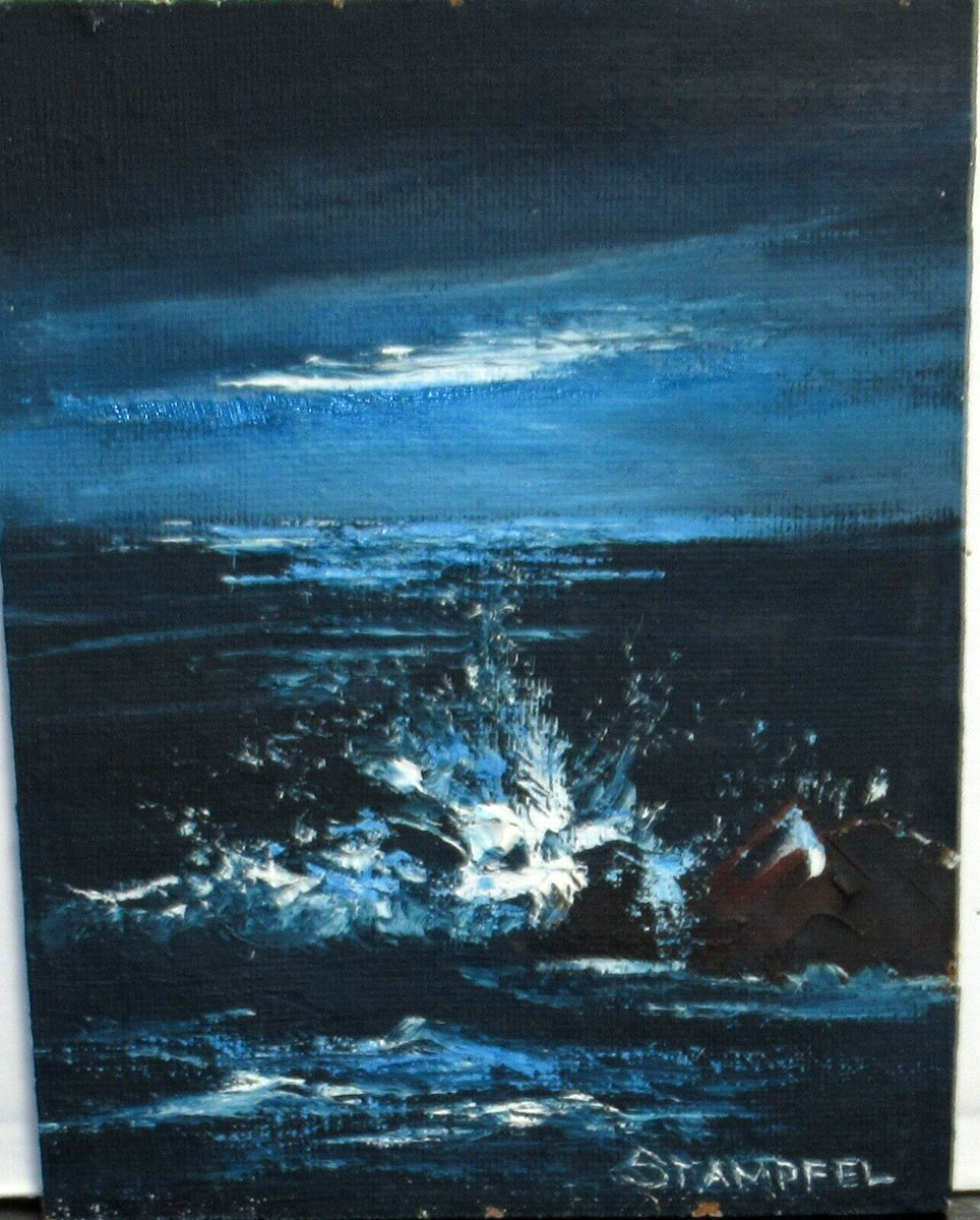 good blue(spelling) 油絵 原画 oil painting F4号】good blue