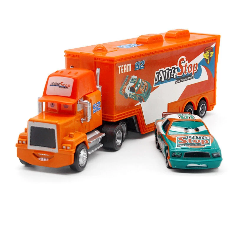 2-Pack Disney Pixar Cars NO.92 Sputter Stop Hauler Truck + Car 1:55 Diecast Toys - Image 2 of 4