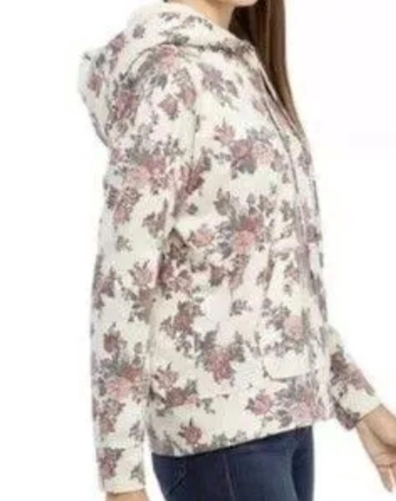 OFF WHITE Felpa Pullover Felpa con Cappuccio Sherpa Floreale NUOVE DIREZIONI Jr. XL Reg. L rosa avorio