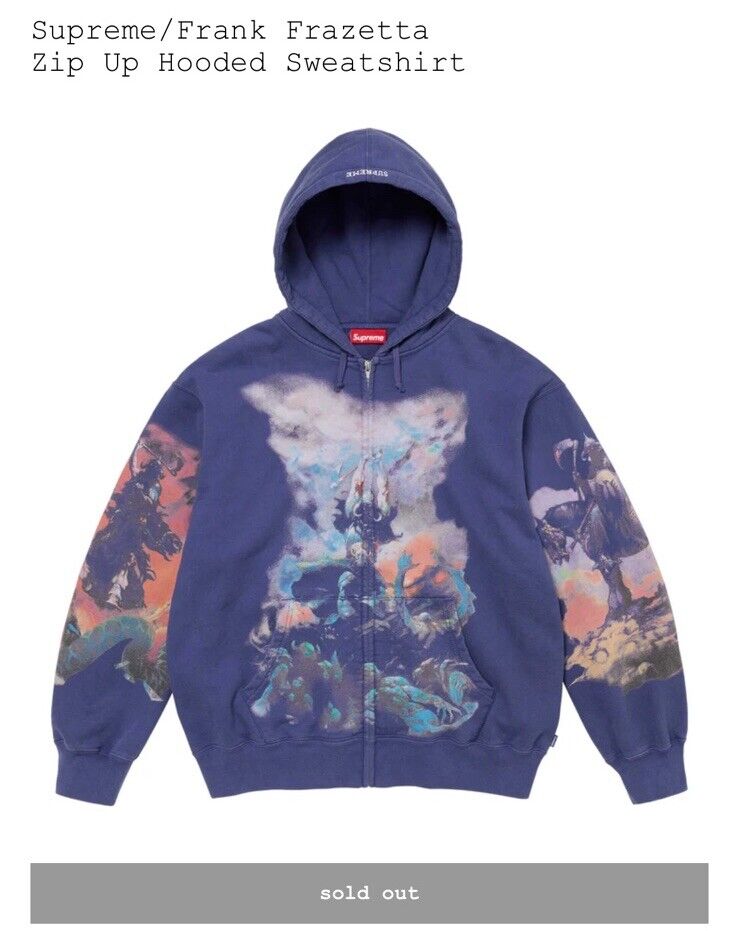 Size Small Supreme/Frank Frazetta Zip Up Hooded Sweatshirt Size Small Supreme/Frank Frazetta Zip Up Hooded Sweatshirt
