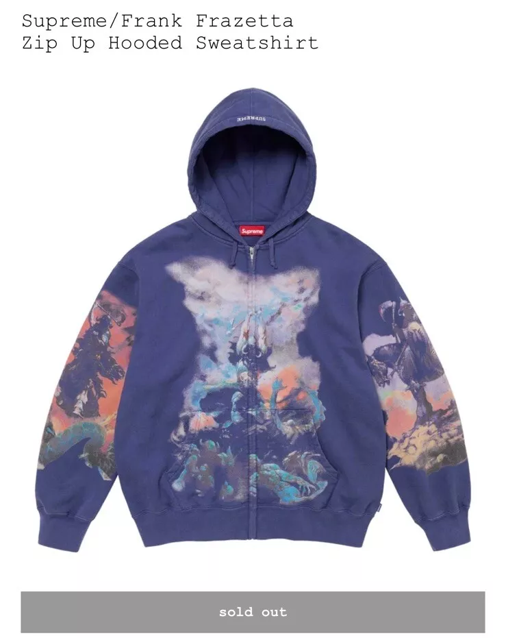Sweat à capuche zippé taille S Supreme/Frank Frazetta ?