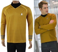 Cosplay Into Darkness Captain Kirk Starfleet Uniform Gold Shirts Costumes Badge