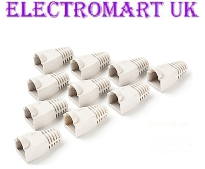 10 X RJ45 CAT5 CAT6 ZUGENTLASTUNG SNAGLESS STECKER BOOT COVER UTP KABEL WEISS