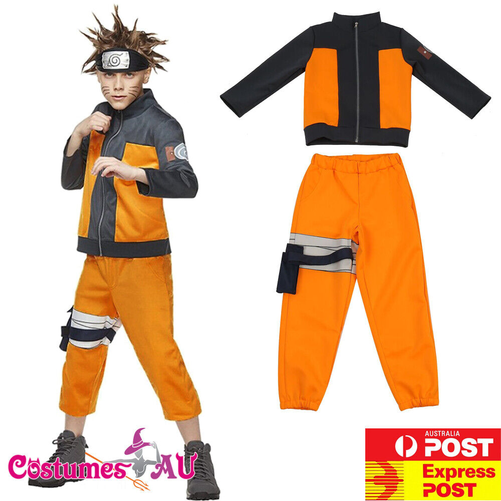 Anime Naruto Shippuden Uzumaki Naruto Cosplay Costume Jacket & Pant Full  Outfit 