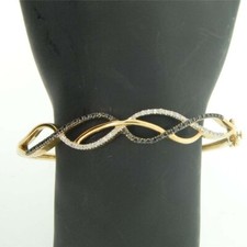 Brazalete brazalete enchapado en oro amarillo de 14K con diamantes blancos y negros creados de 0,50 quilates