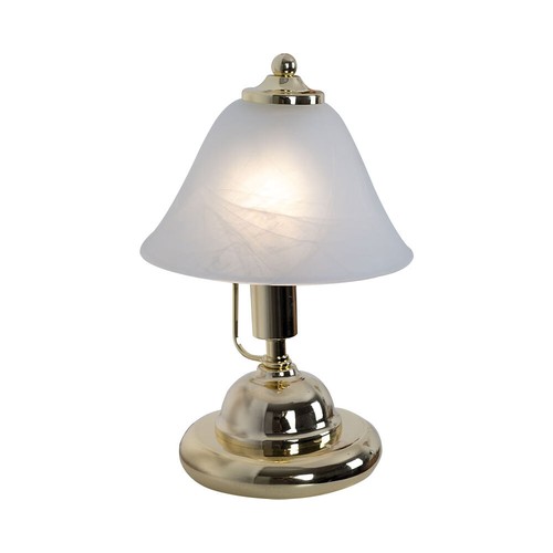 Tischlampe Antik Design Tischleuchte goldfarbig Alabaster Glas Lampe Messign - Bild 2 von 12