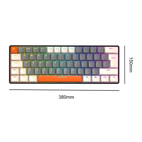 Tastiera meccanica cablata a 62 tasti Tastiera ergonomica da gioco cablata Tasti - Afbeelding 3 van 14