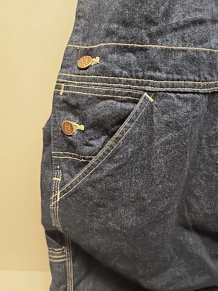 Mono de Colección Sears Union Hecho 46x36 Real 26" Para Hombres Denim Azul Babero Ropa de Trabajo Foto 3 de 4