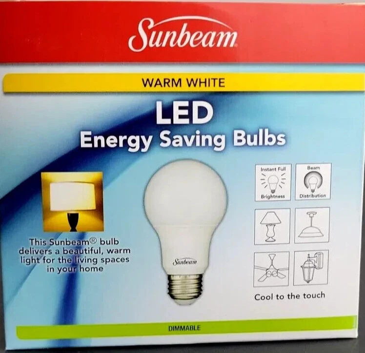 Sunbeam (4) LED Light Bulbs - 14.5W (100 watt) - Warm White - Dimmable - A19 E26 - Image 3 of 3