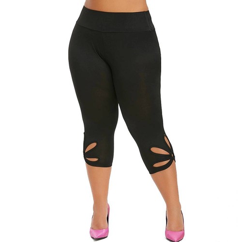 Plus Size 18-28 Women Stretch 3/4 Capri Pants Cropped Sports Leggings Trousers - Picture 20 of 49