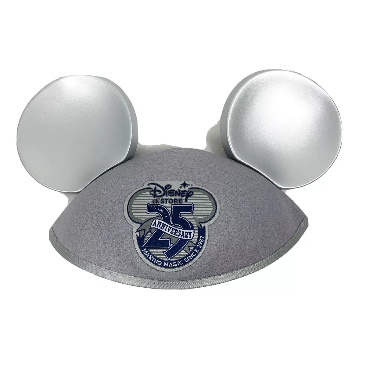 New Disney Store 25th Anniversary Mickey Mouse Hat Ears Disney Park Silver Gray