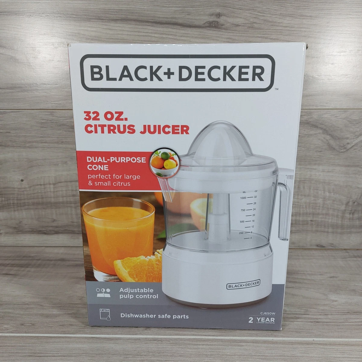 BLACK+DECKER 32oz Citrus Juicer, White, CJ650W,Small