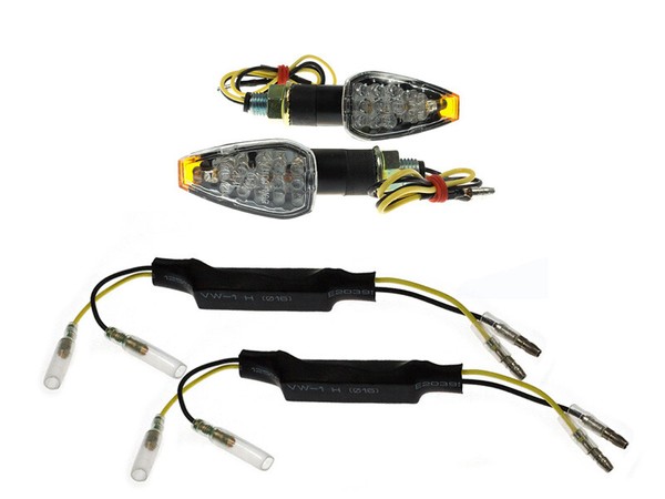 Led Blinker Set Sparkle Schwarz 20 Mm E-GeprüFt + 2 WiderstäNde FüR Yamaha Tdr-image