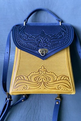 Women's Multicolor HANDMADE embossed LEATHER bag lady's Handbag VECTOR