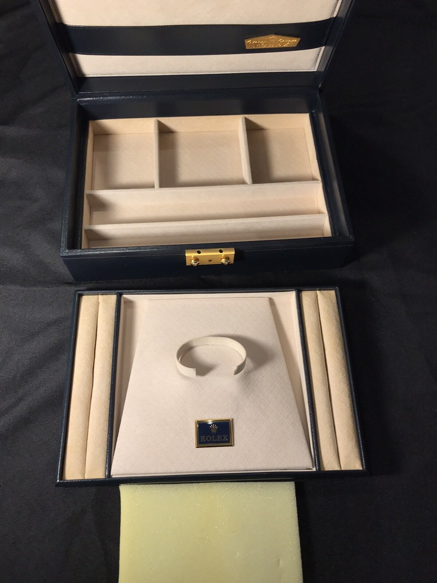 ROLEX JUMBO BLUE VINTAGE WATCH DISPLAY BOX AND JEWELRY TRAY 51.00