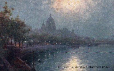 St Pauls Cathedral & Blackfriars Bridge London England Vintage Postcard