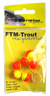 FTM Trout Pilotkugeln rund 12 mm 6 Stk zum Forellenangeln,Fishing-Tackle Max