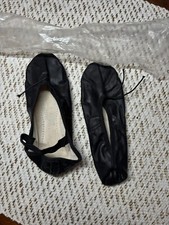 NOS UNBRANDED CHILDS BALLET DANCE SLIPPER BLACK LEATHER SIZE 13 W
