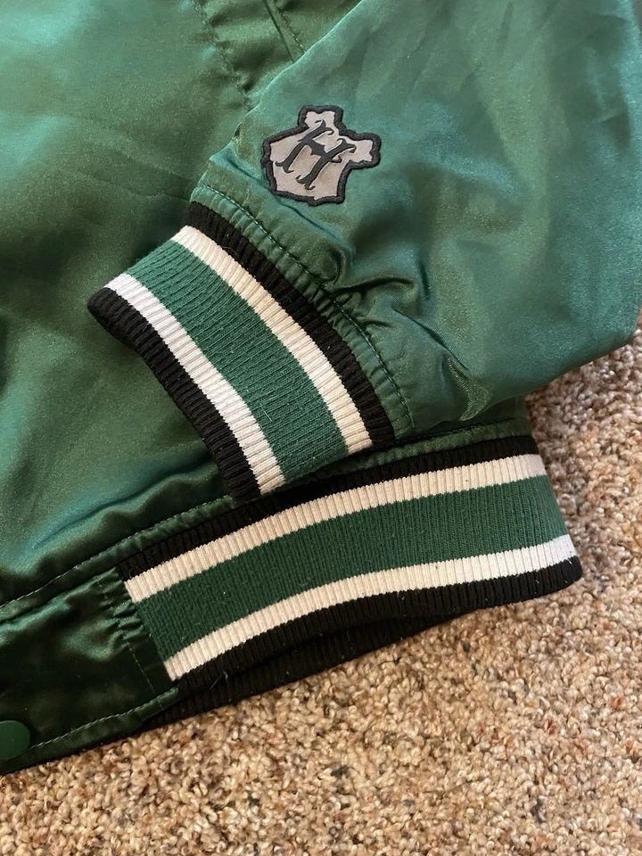 Harry Potter Slytherin Hogwarts Varsity Hooded Satin Jacket Small Preowned (E) - Image 2 of 4
