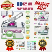 Professional 8-Blade Veggie Chopper - Effortless Fruit and Vegetable Slicing