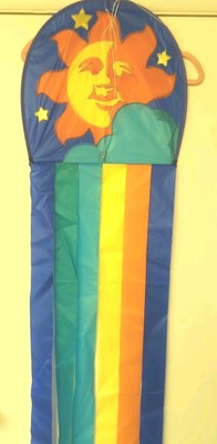 Vintage Kite Sky Dancers 6ft Sun Stars Rainbow Tail Large Summer Go Fly A Kite