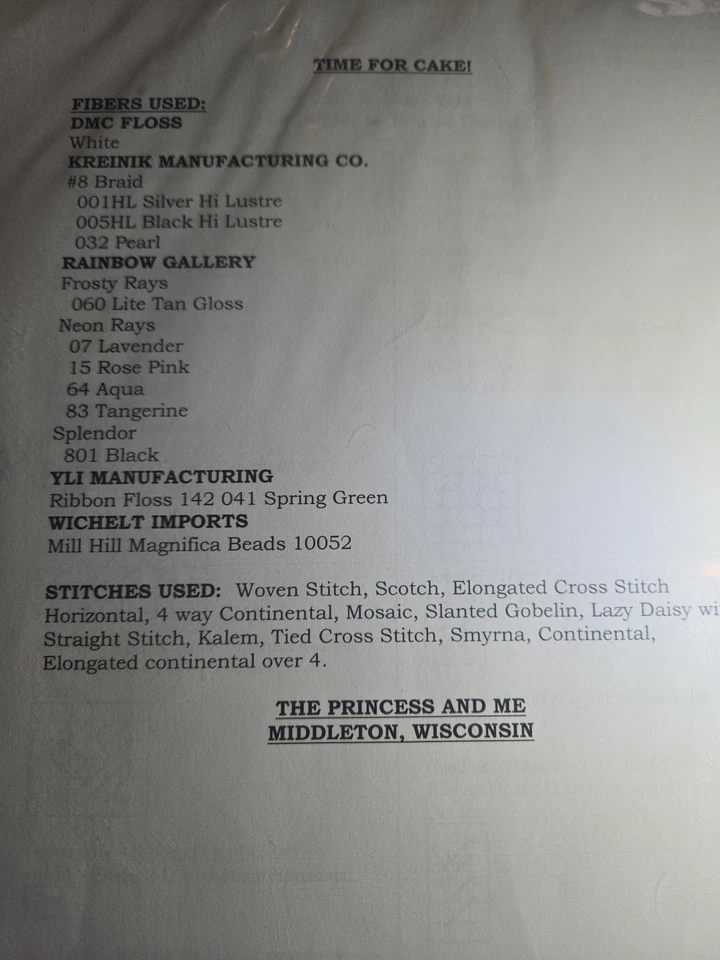 Vintage the princess and me, time for cake needle point canvas With stitch Guide - Image 2 of 2